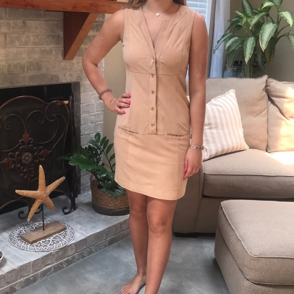 W By Worth 100% Genuine Leather Suede Sleeveless Tunic Dress Size 4
